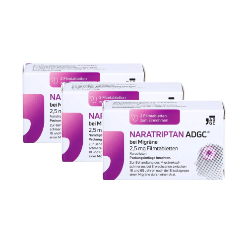 NARATRIPTAN ADGC bei Migräne 2,5 mg Filmtabletten Set (3x2St)