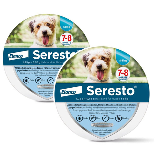 SERESTO 1,25g + 0,56g Halsband für Hunde bis 8kg Set (2x1St)