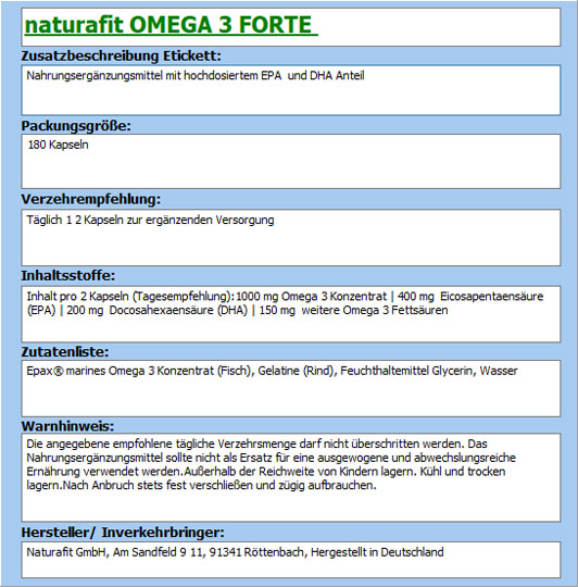 NATURAFIT Omega-3 forte Kapseln