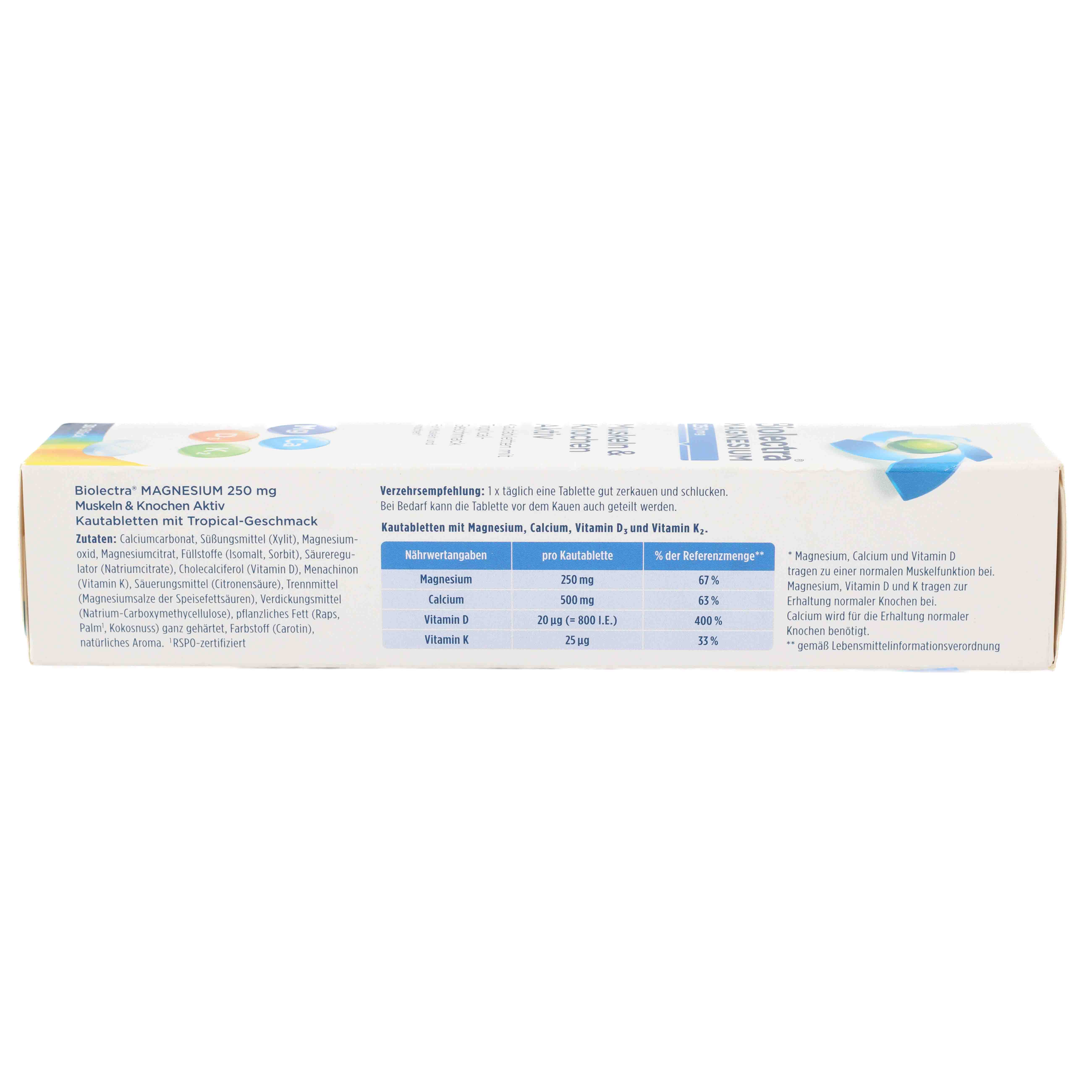 BIOLECTRA Magnesium 250 mg Muskeln & Kno.Aktiv KTA