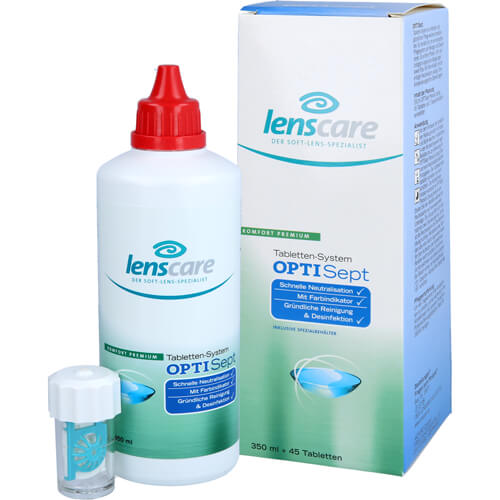 LENSCARE OptiSept Kombip.350 ml+45 Tabl.+1 Beh.