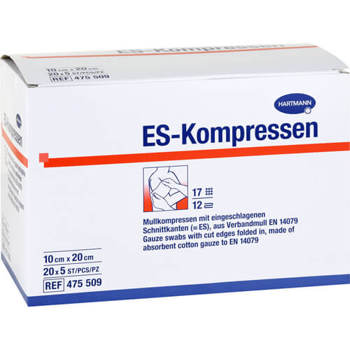 ES-KOMPRESSEN steril 10x20 cm 12fach Großpackung