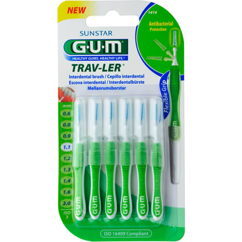 GUM TRAV-LER 1,1mm Tanne grün Interdental+6Kappen