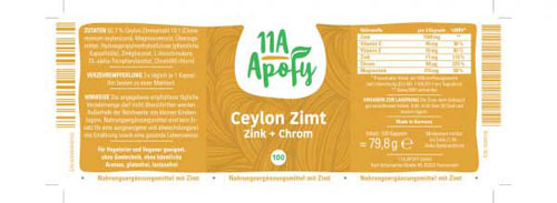 CEYLON-Zimt Zink+Chrom Kapseln