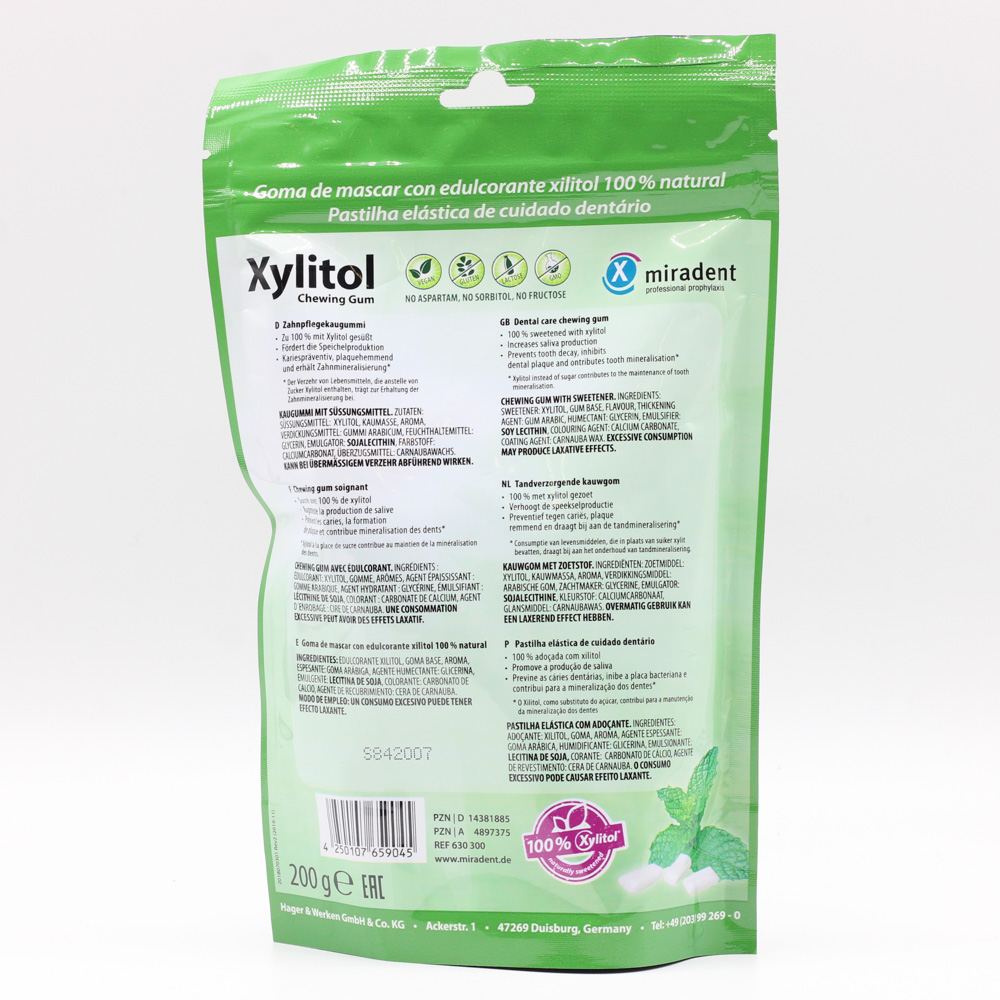 MIRADENT Xylitol Chewing Gum Spearmint Ref.