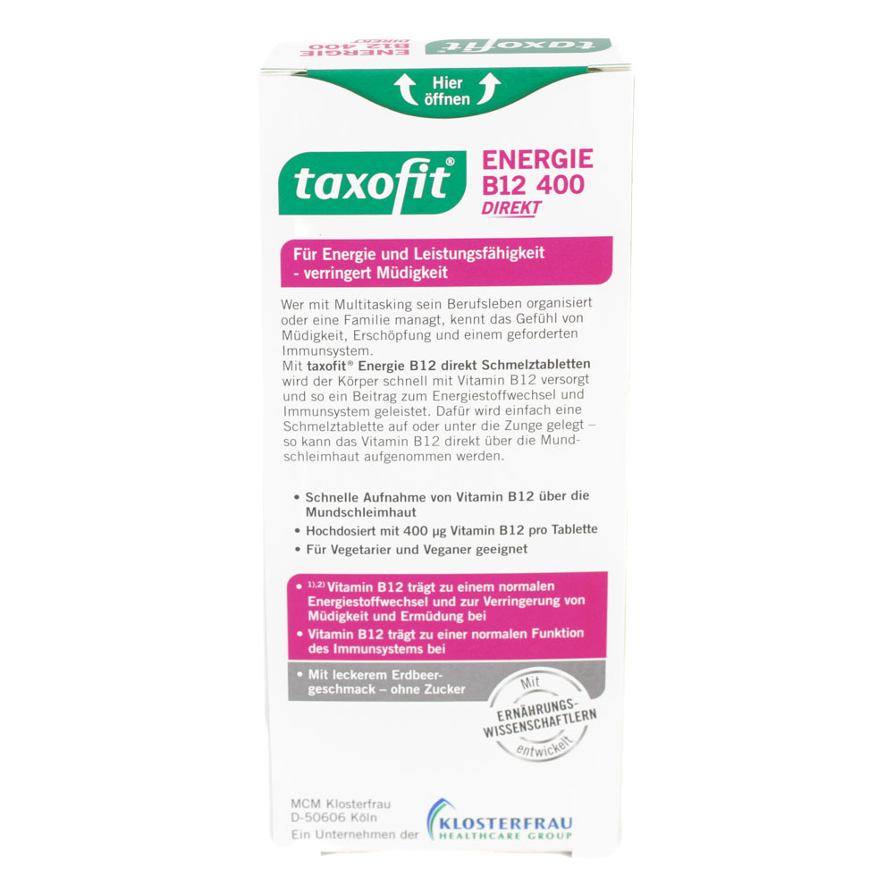 TAXOFIT Energie B12 400 Direkt Schmelztabletten