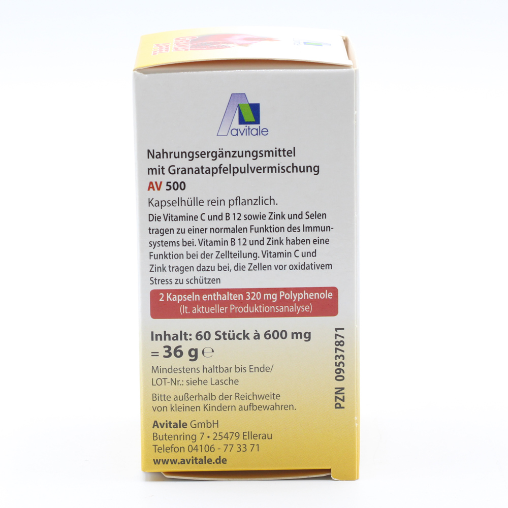 GRANATAPFEL 500 mg plus Vit.C+B12+Zink+Selen Kaps.