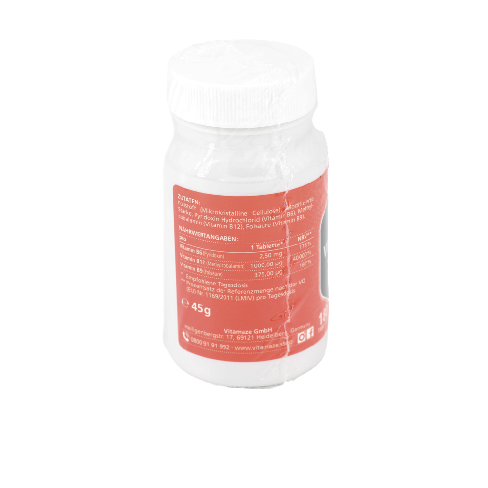 VITAMIN B12 1000 μg hochdos.+B9+B6 vegan Tabletten