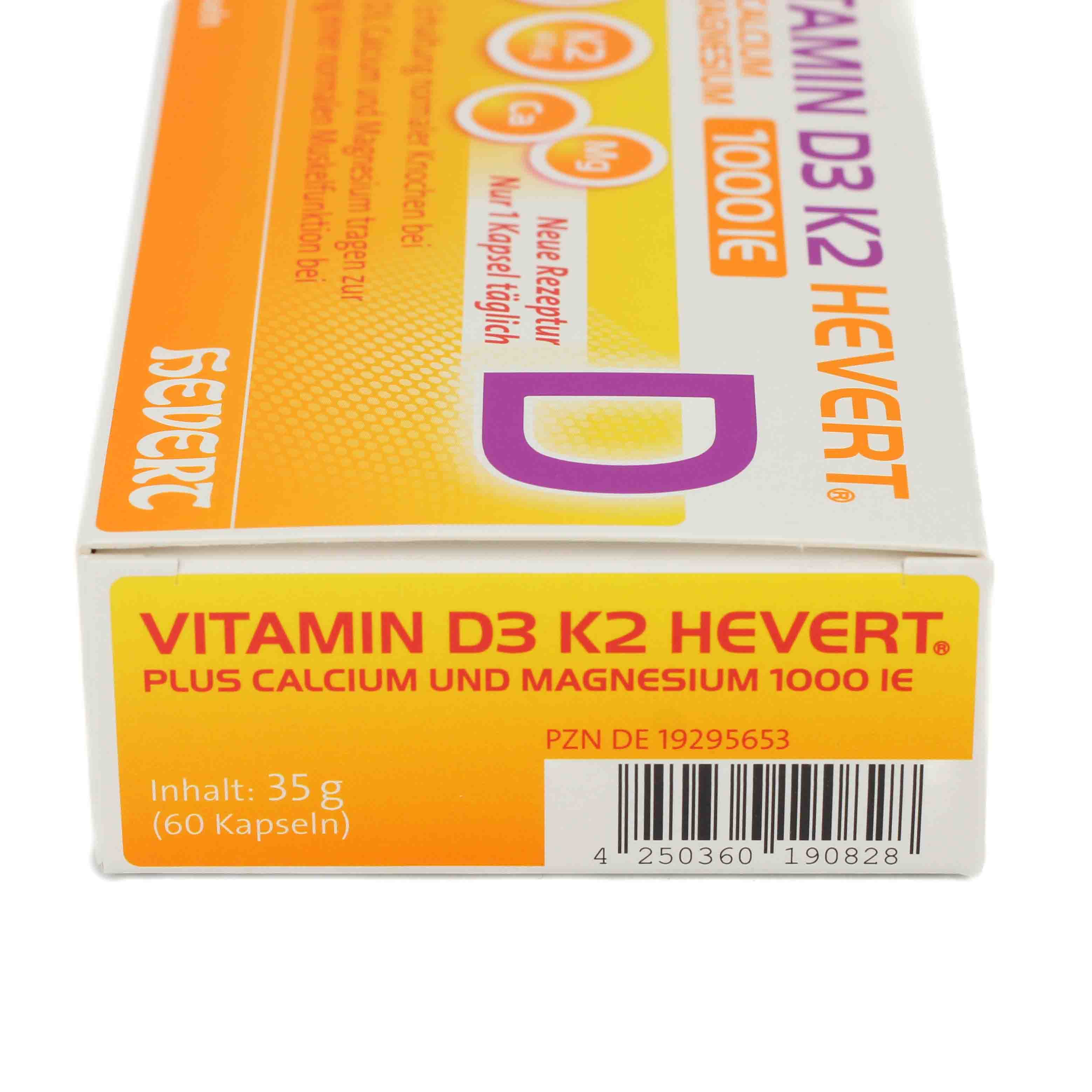 VITAMIN D3 K2 Hevert+Calcium u.Magnes.1000 IE Kps.