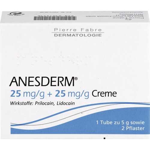 ANESDERM 25 mg/g + 25 mg/g Creme + 2 Pflaster
