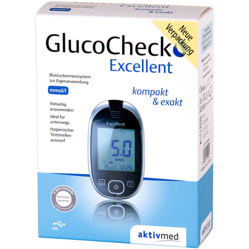 GLUCOCHECK Excellent Blutzuckermessger.Set mmol/l