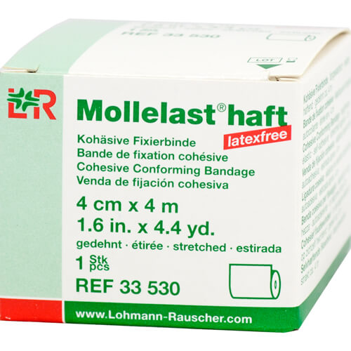 MOLLELAST haft Binden latexfrei 4 cmx4 m weiß