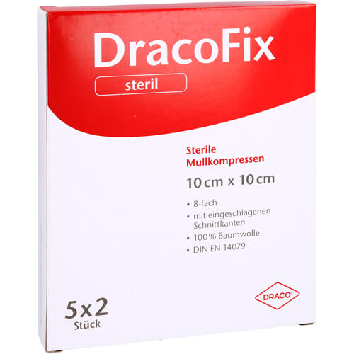 DRACOFIX PEEL Kompressen 10x10 cm steril 8fach