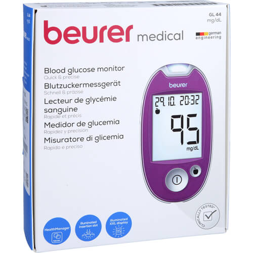 BEURER GL44 Blutzuckermessgerät mg/dl lila